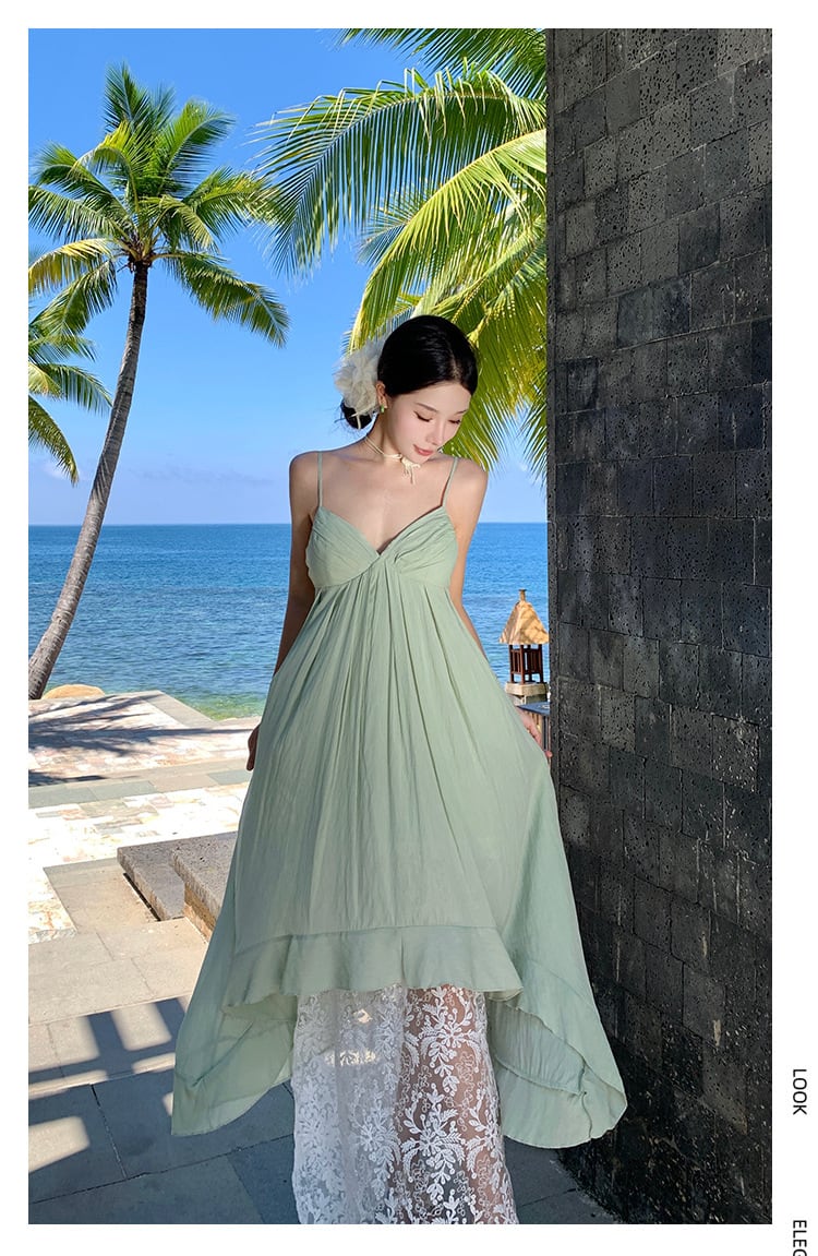 【dress】レース切り替えキャミワンピース　M25185