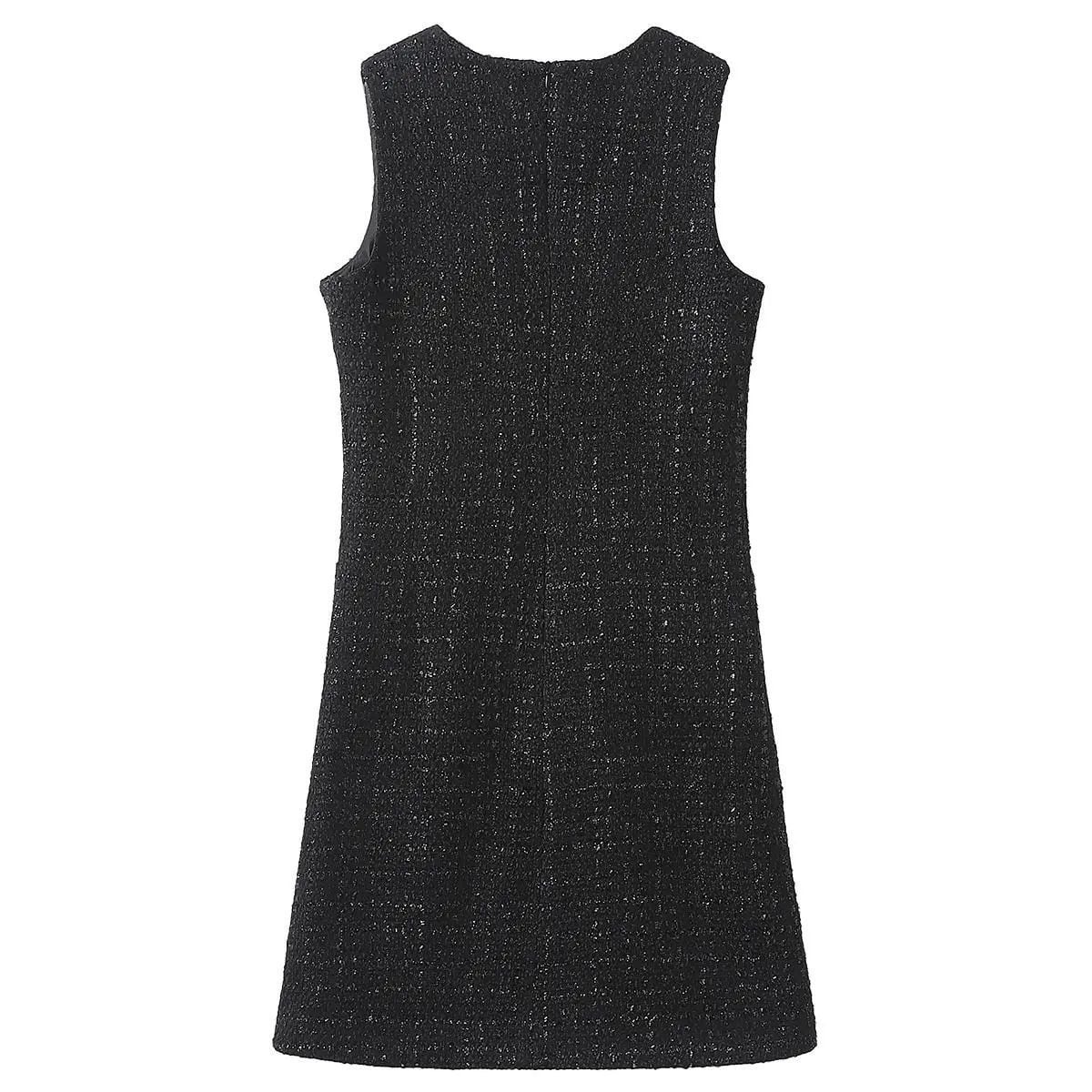 【dress】ノースリーブツイートワンピース　N2816