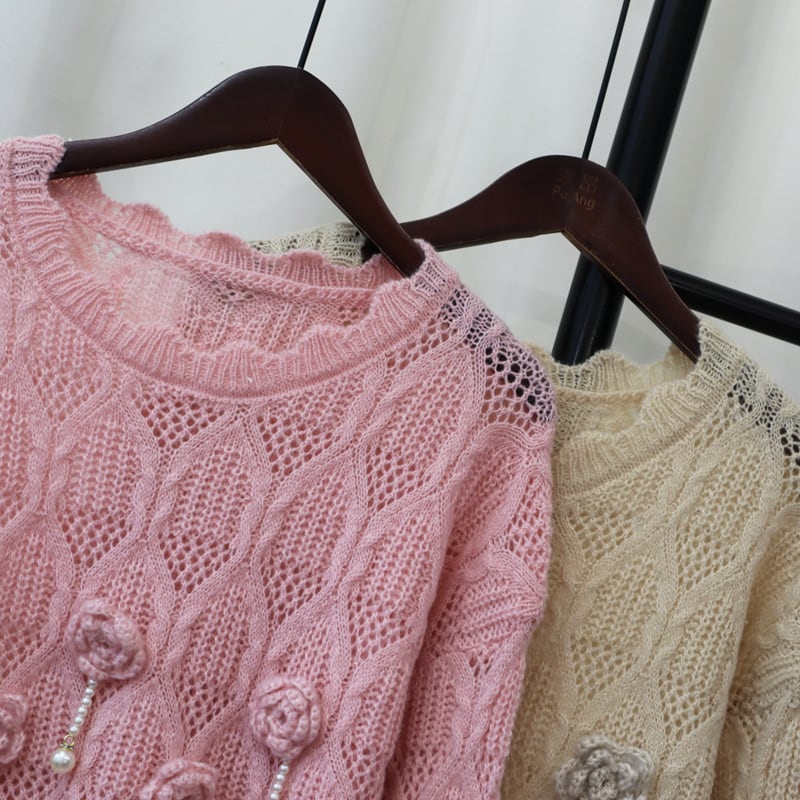 【tops】立体フラワーニットセーター　M25736