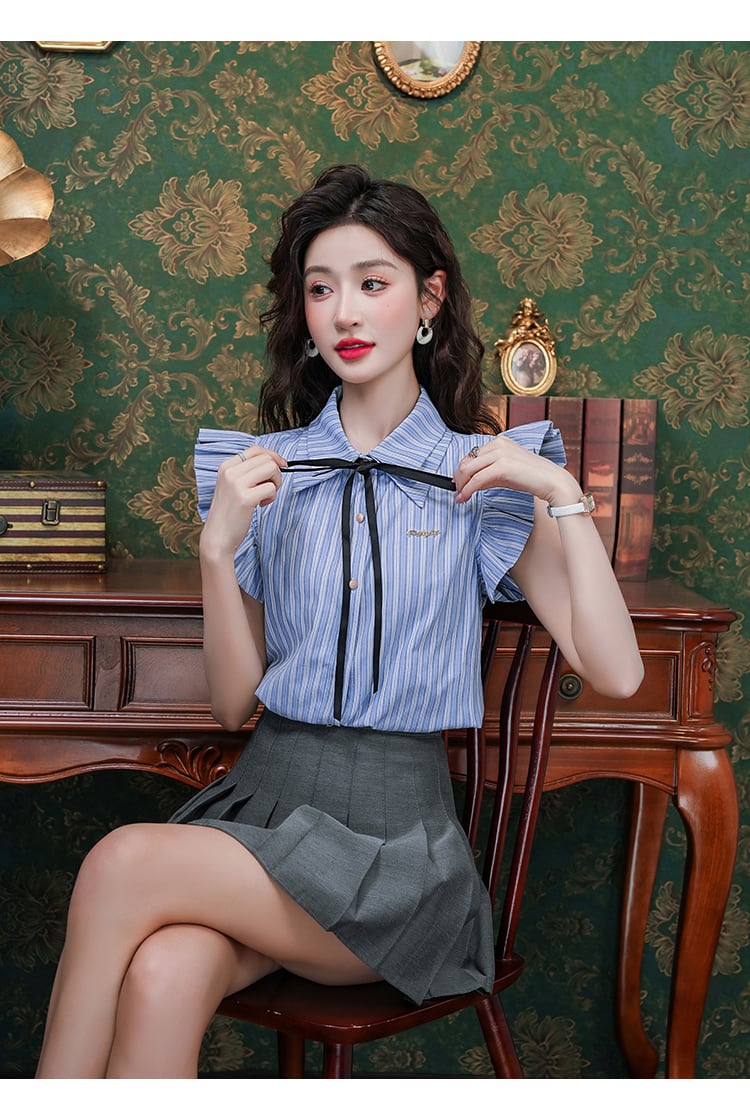 【tops】ストライプ柄ブラウスG21344