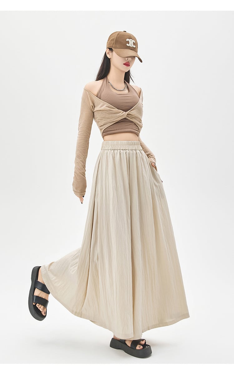 【bottoms】3色ウエストゴムガウチョパンツF7490