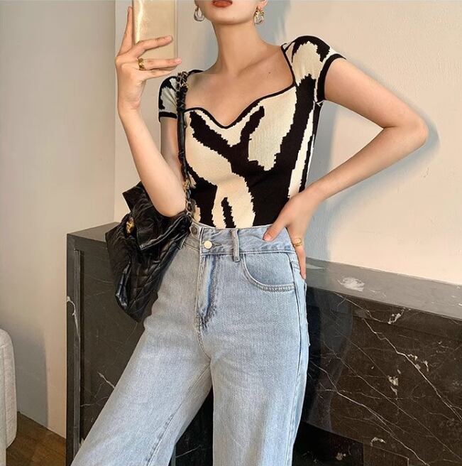 【tops】スクエアネックニットTシャツG20103