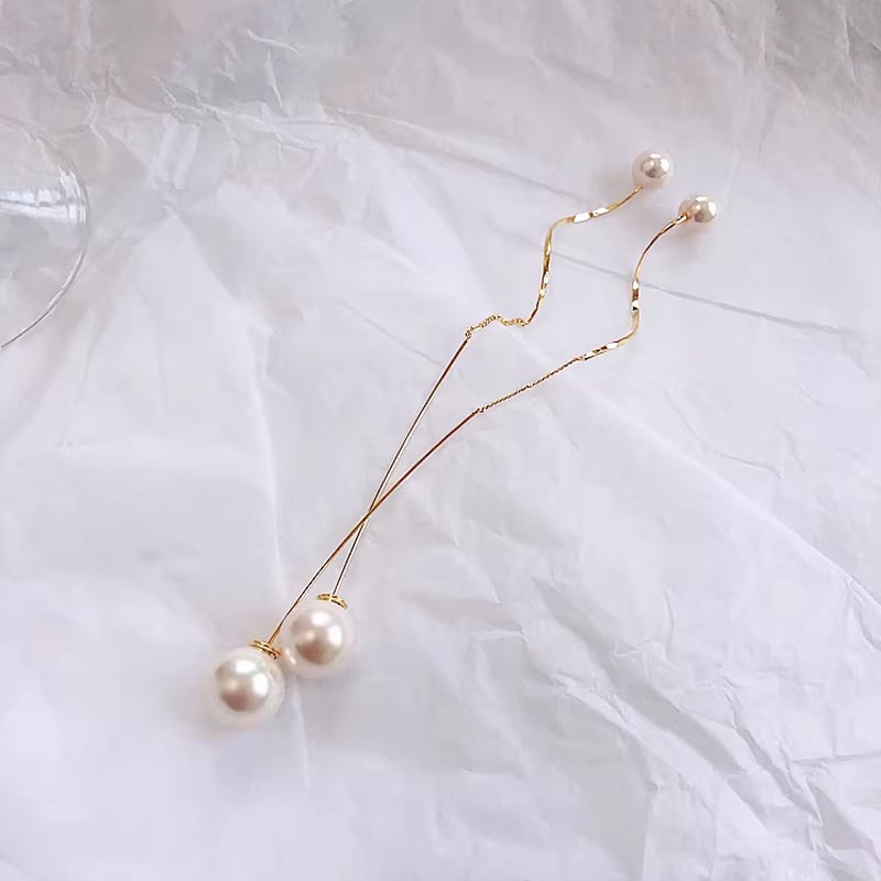 【小物】パールロングピアス Q8423