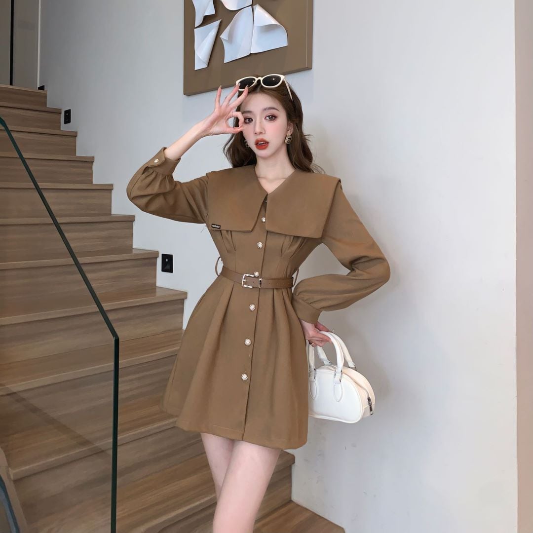 【dress】折り襟ワンピース　M18972