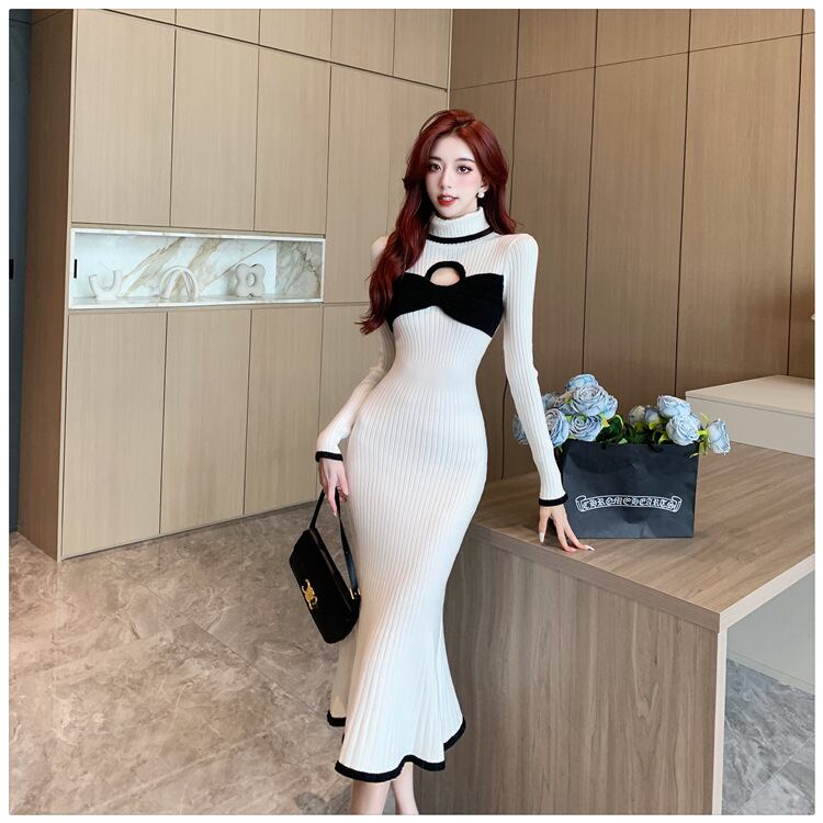 【dress】ドッキングニットワンピース　M18779
