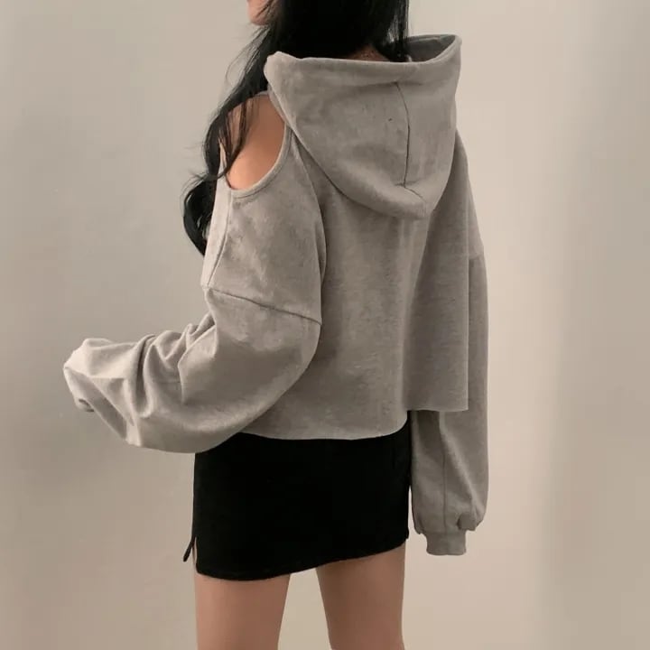 【tops】オフショルダーフーディーパーカー　M18906