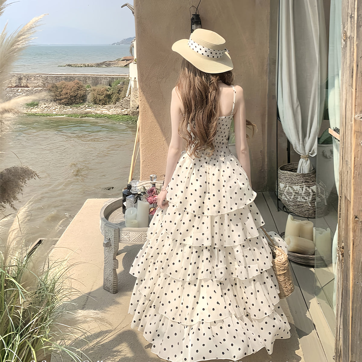 【dress】ドット柄ティアードワンピース　N3275