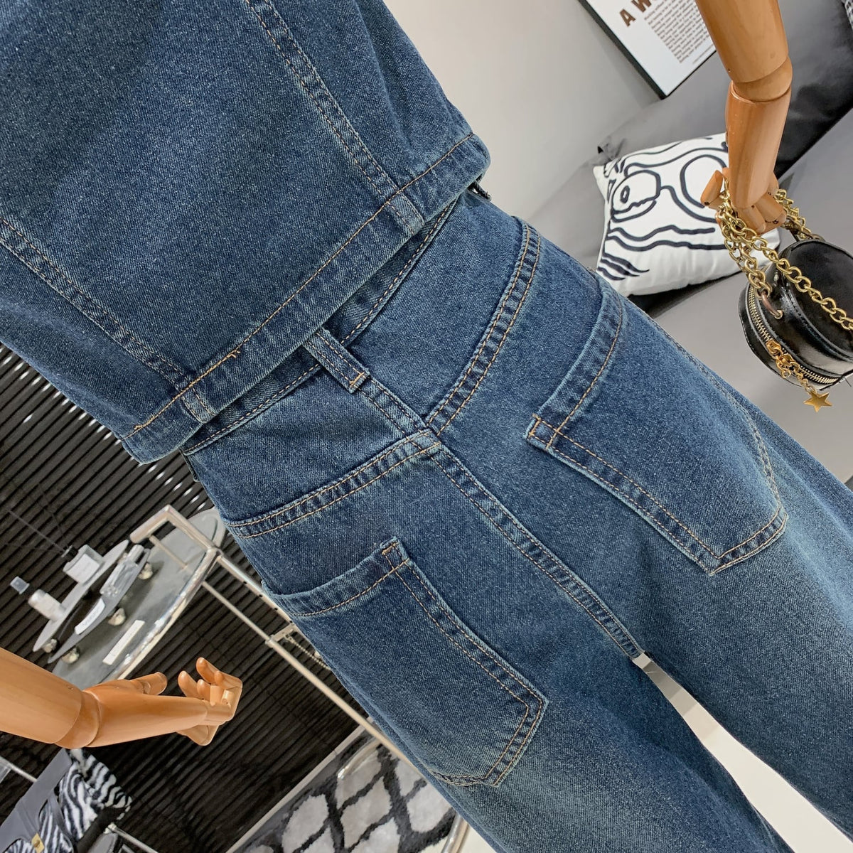 【set】Vネックベスト×デニムパンツセット　M25269