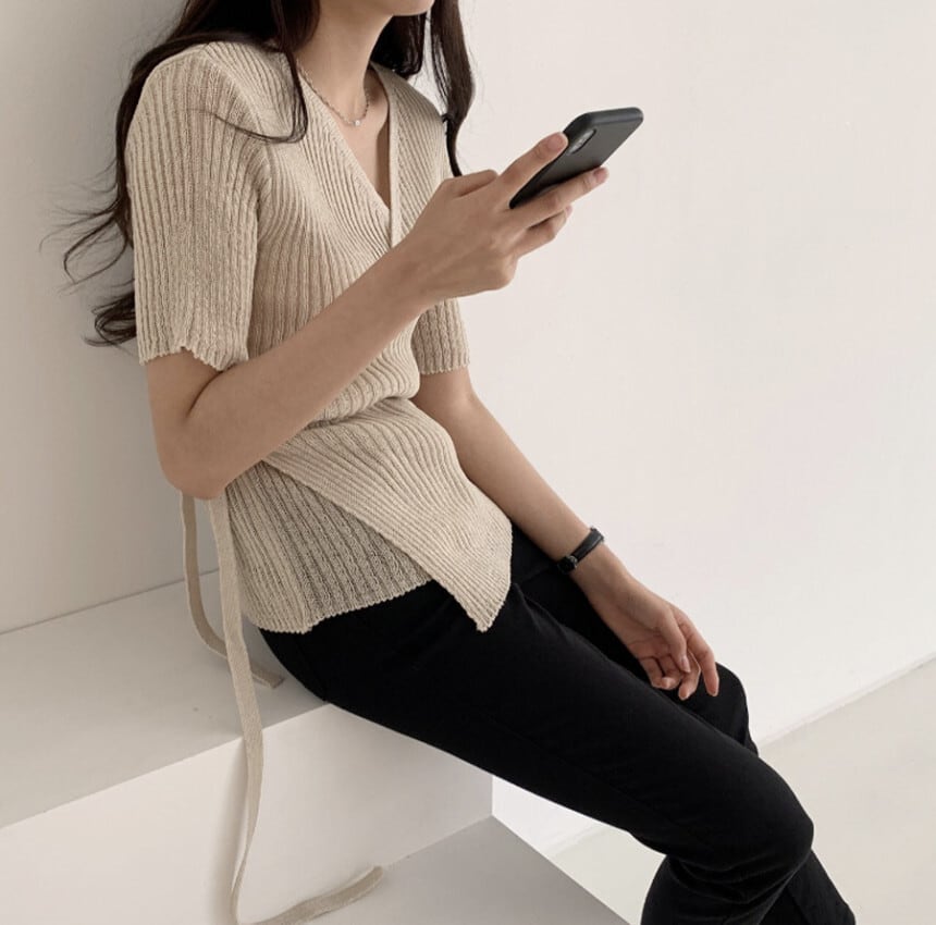 【tops】VネックニットトップスG21048