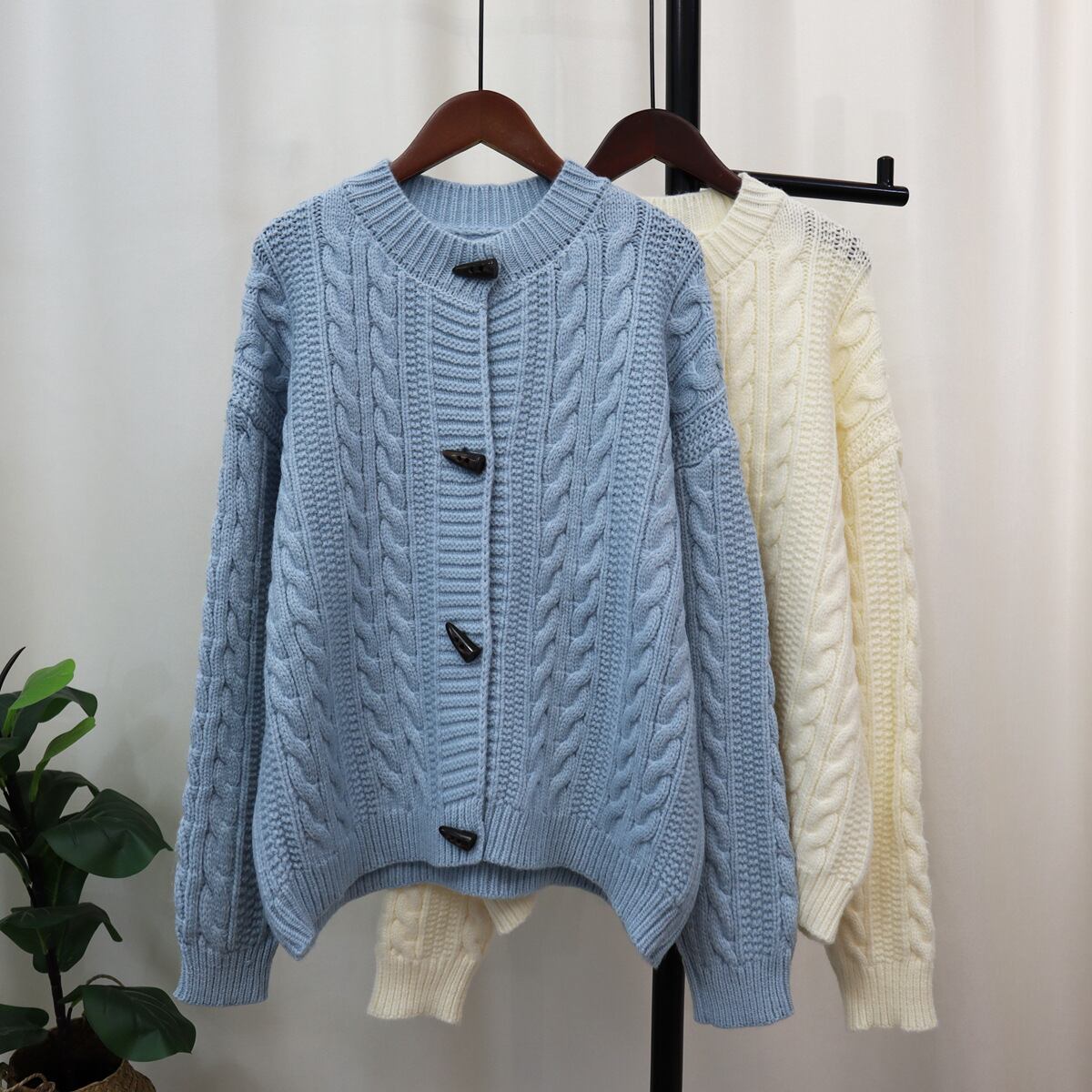 【outer】ボーダー柄ニットカーデ　M18788
