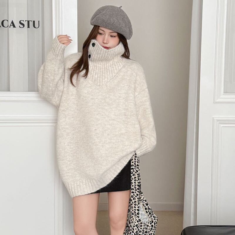 【tops】ハイネックニットトップス Q7033