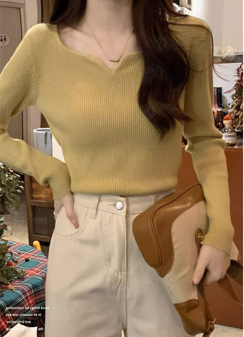 【tops】Vネックニットトップス　M18569