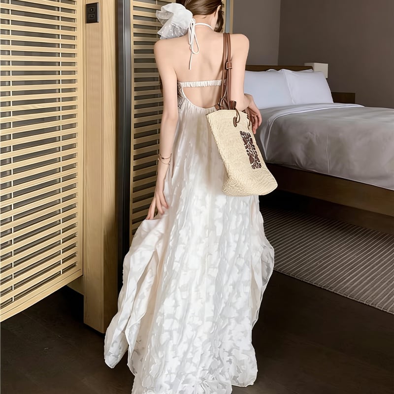 【dress】ベアバックロングレースドレス Q8011