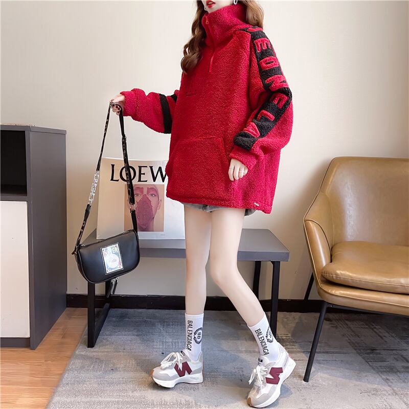 【tops】好感度UP〜気質満点トップススタンドネック裏起毛厚手合わせやすいパーカー G10252