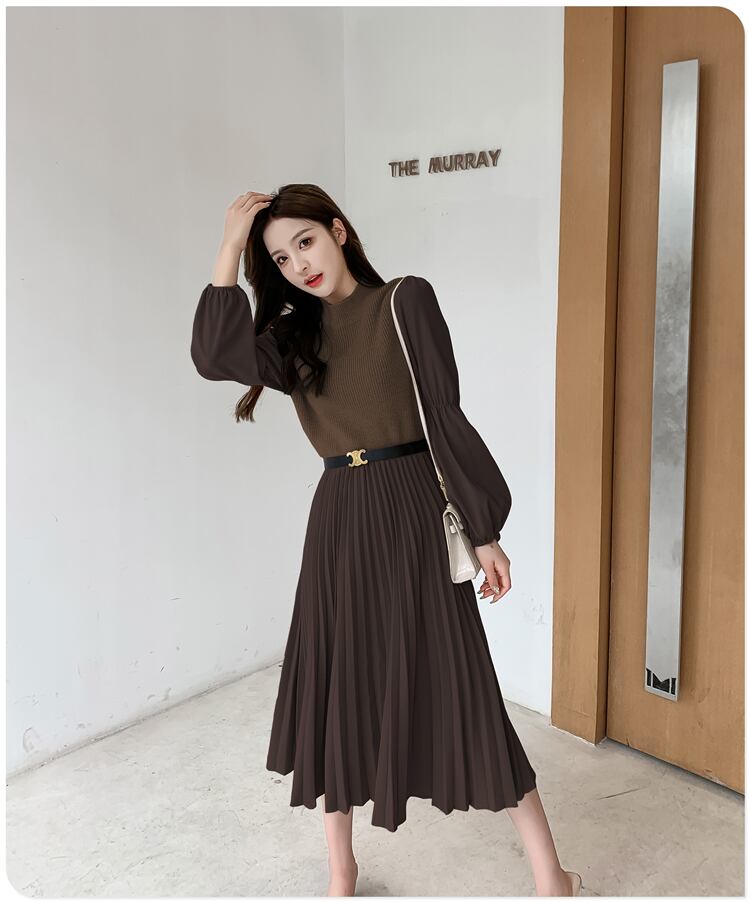 【dress】高級感 秋気質満点長袖高品質フランス風デザインワンピース G2235