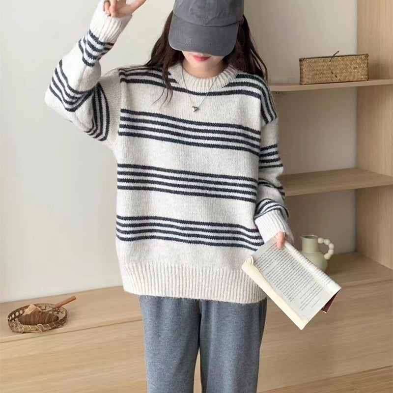 【tops】クルーネックニットセーター　M18489