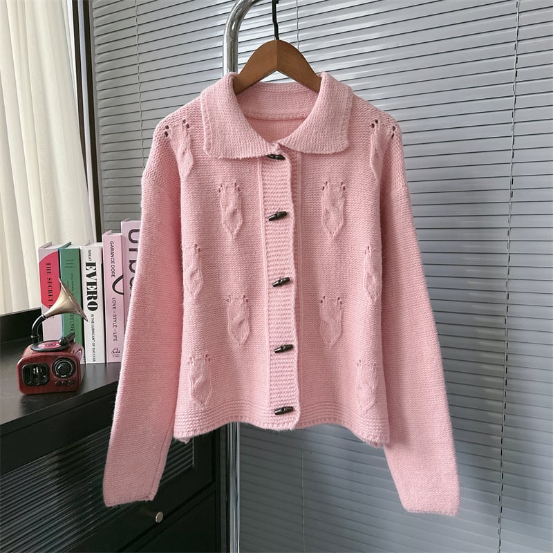【outer】折り襟ニットカーデ　M27299