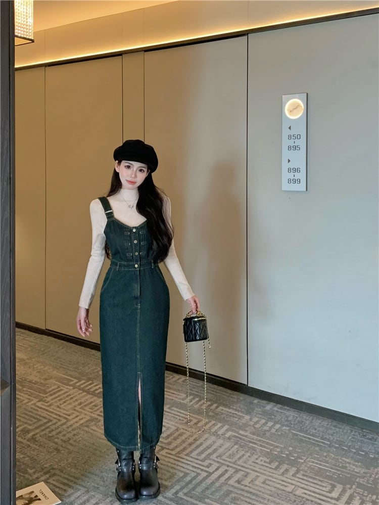 【dress】サロペットデニムワンピース　M27988