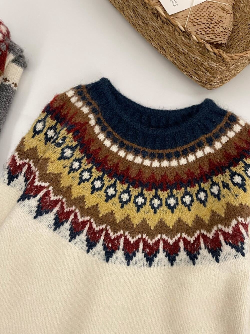 【tops】ジャカードニットセーター　M27108