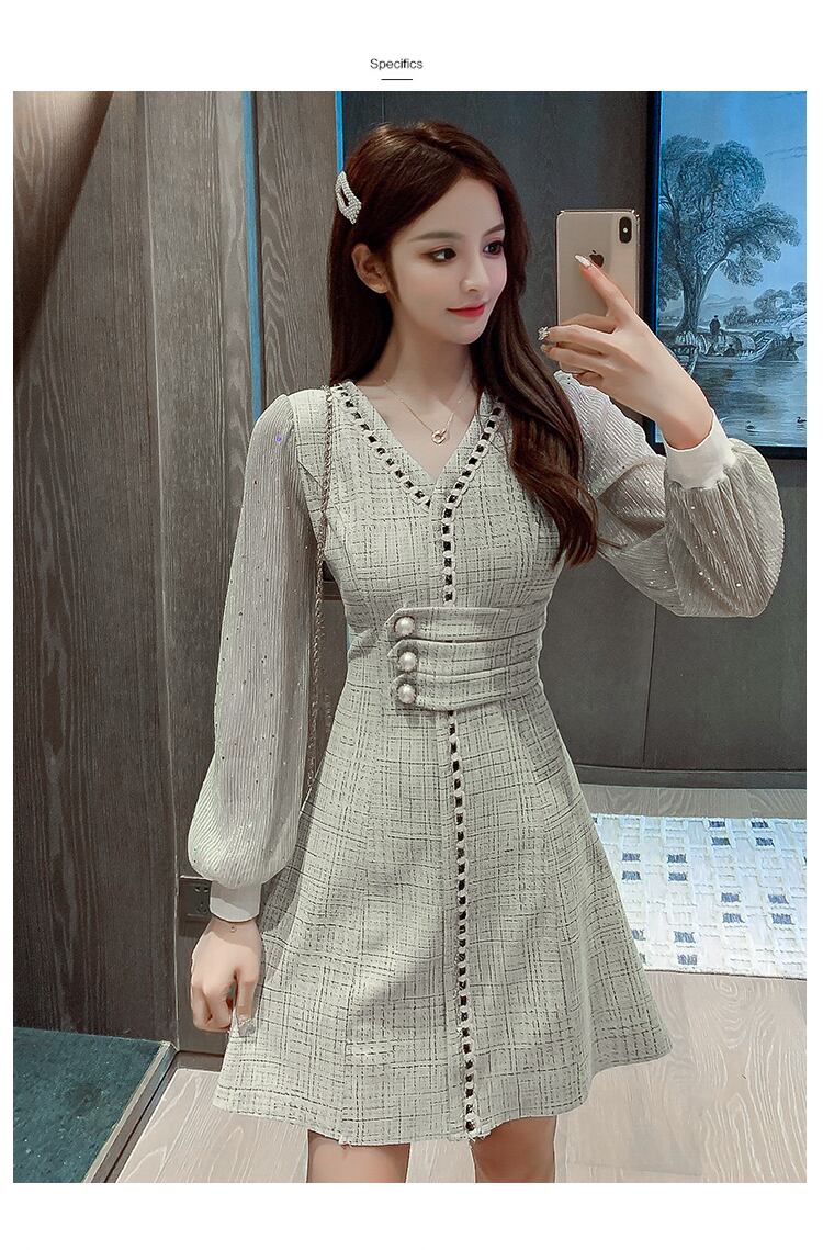 【dress】気質満点春秋スウィート長袖体型カバー着痩せワンピース G1706