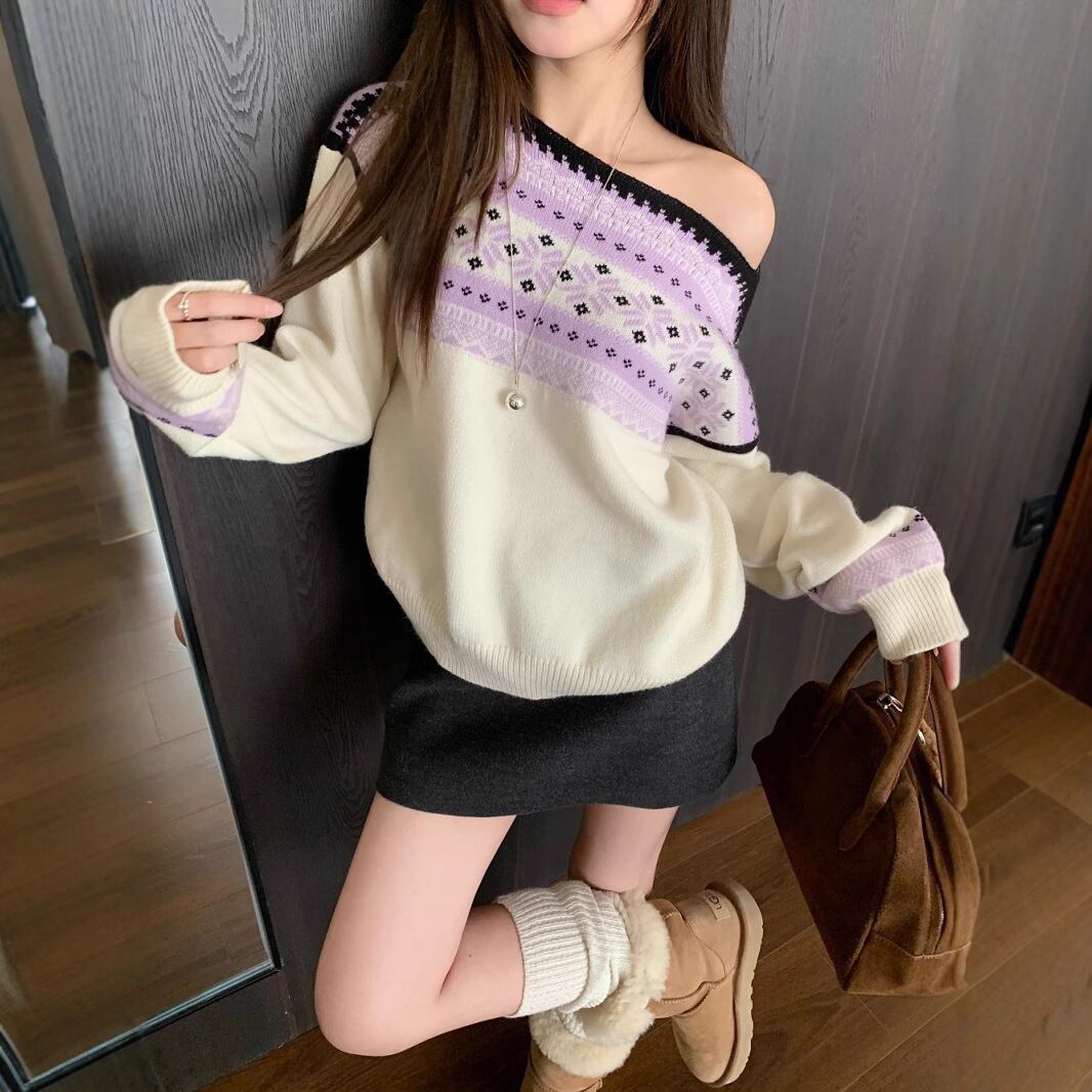 【tops】ジャカードニットセーター　M28843