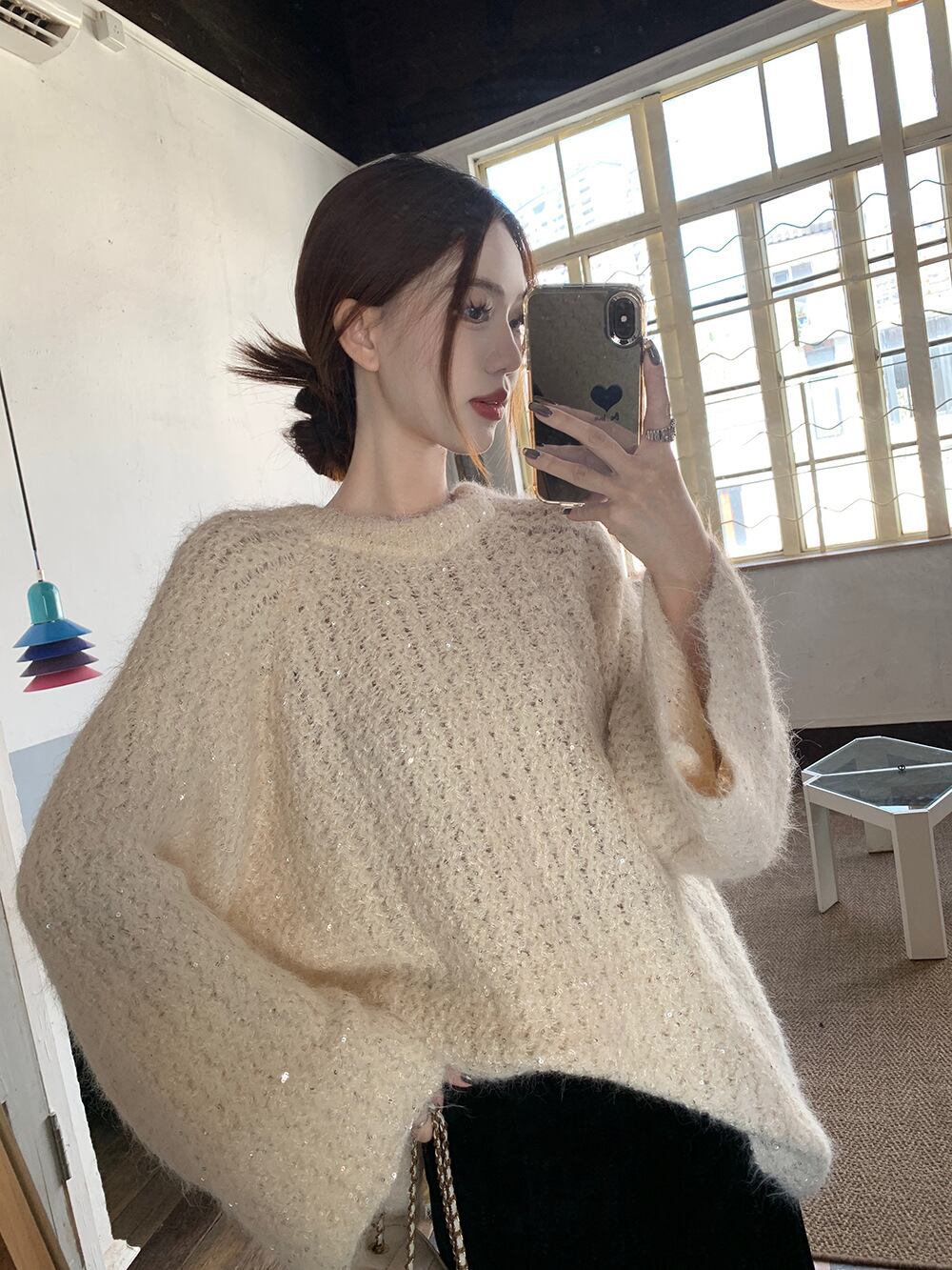 【tops】リボン付きニットセーター　M27460