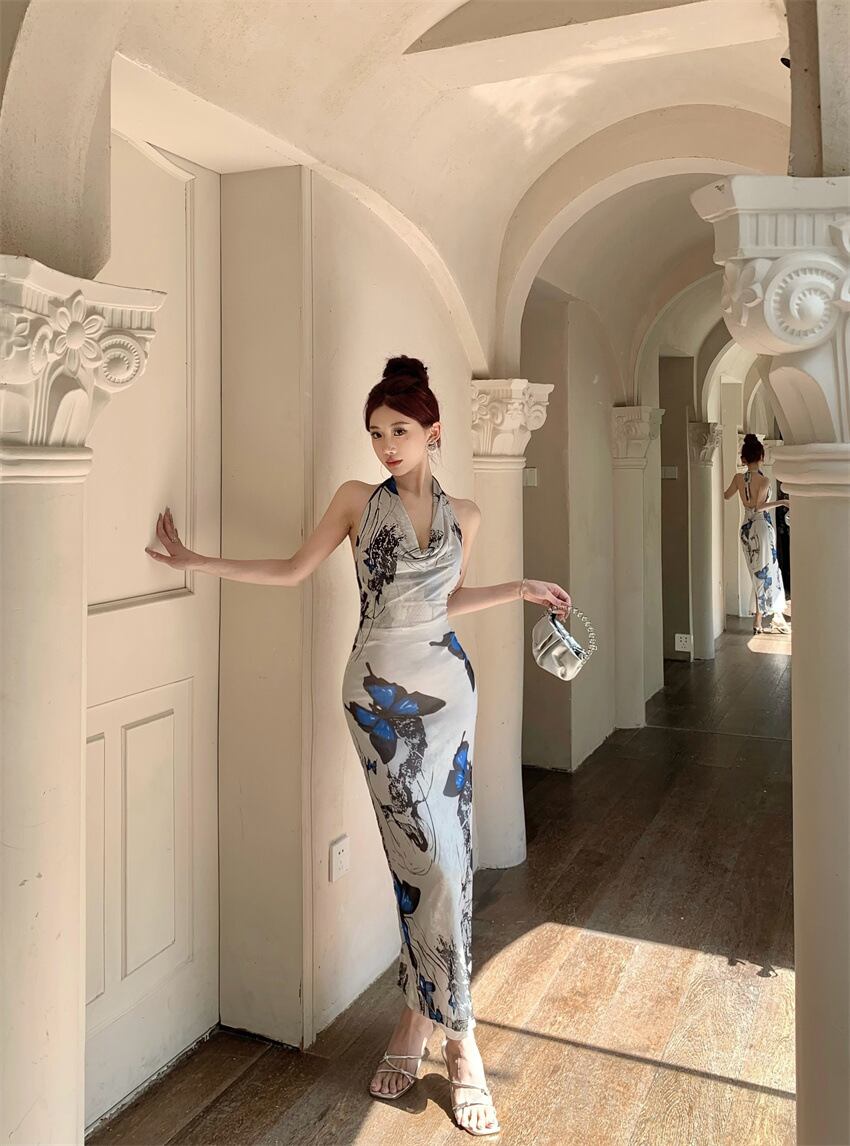 【dress】ホルターネックバックで綺麗ワンピース G21258