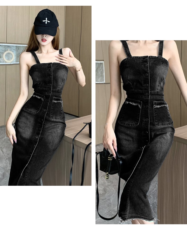 【dress】デニムサロペットワンピース　M24636