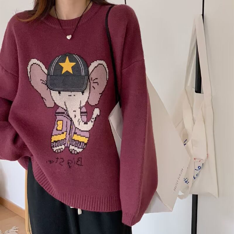 【tops】クルーネックニットセーター　M18557