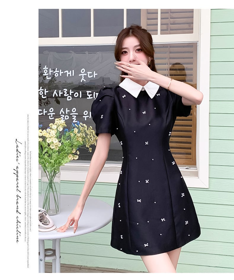 【dress】ビーズパフスリーブワンピース G21107