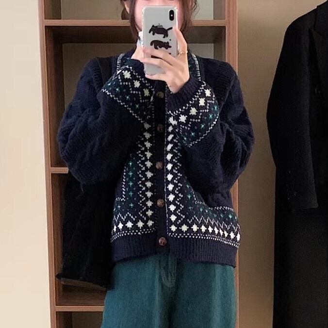 【outer】ジャカードニットカーデ　M27126