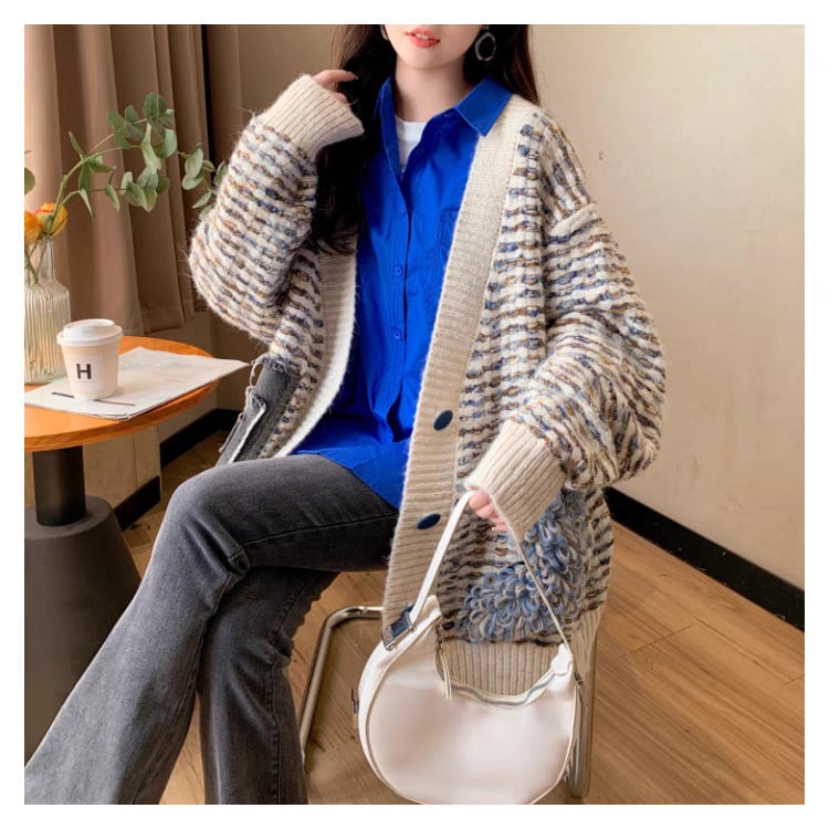 【outer】Vネックニットカーデ　M25755