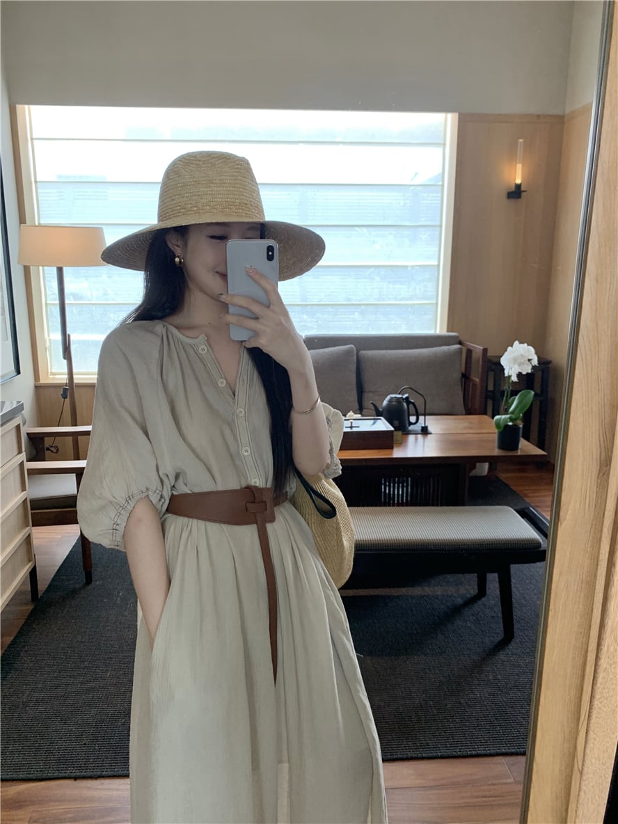 【dress】ベルト付きシャツワンピース　N2670