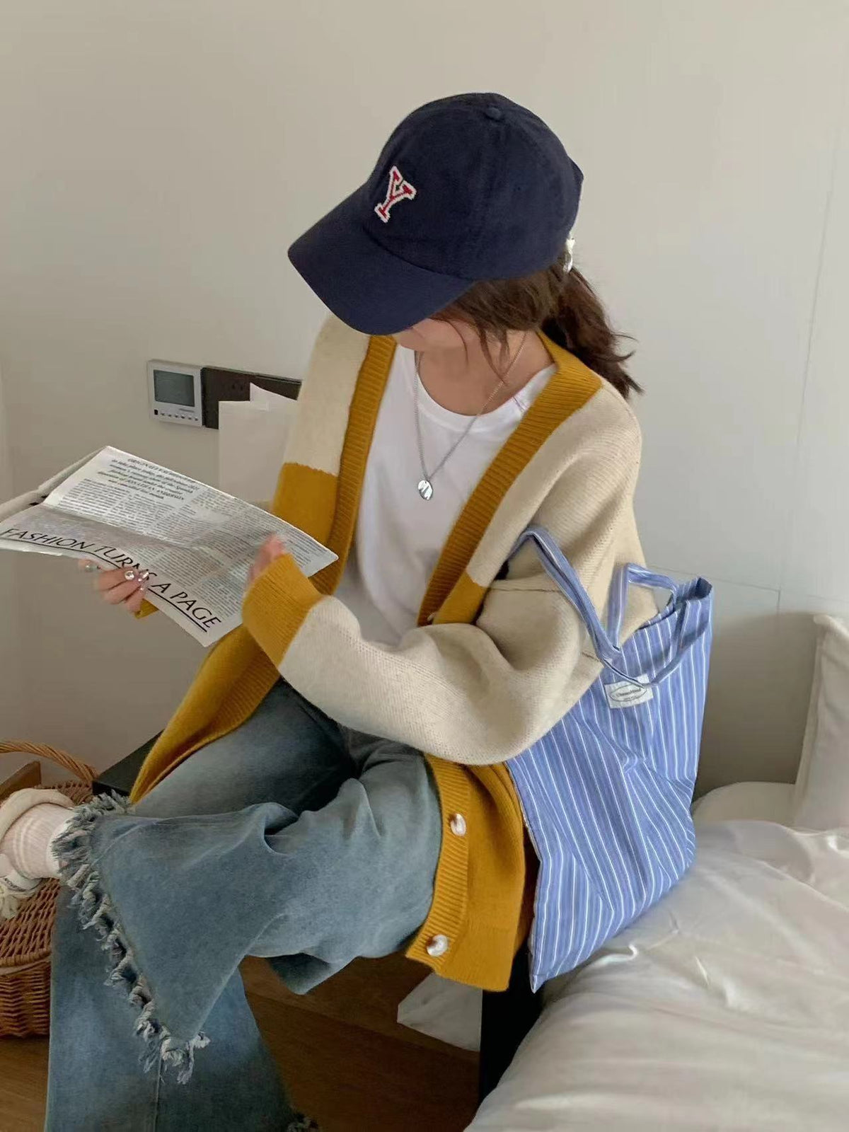 【outer】Vネックニットカーデ　M26299