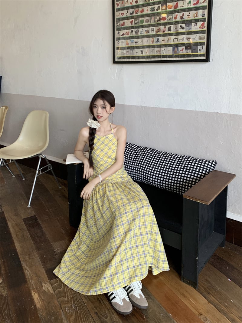 【dress】チェック柄キャミワンピース　M24372