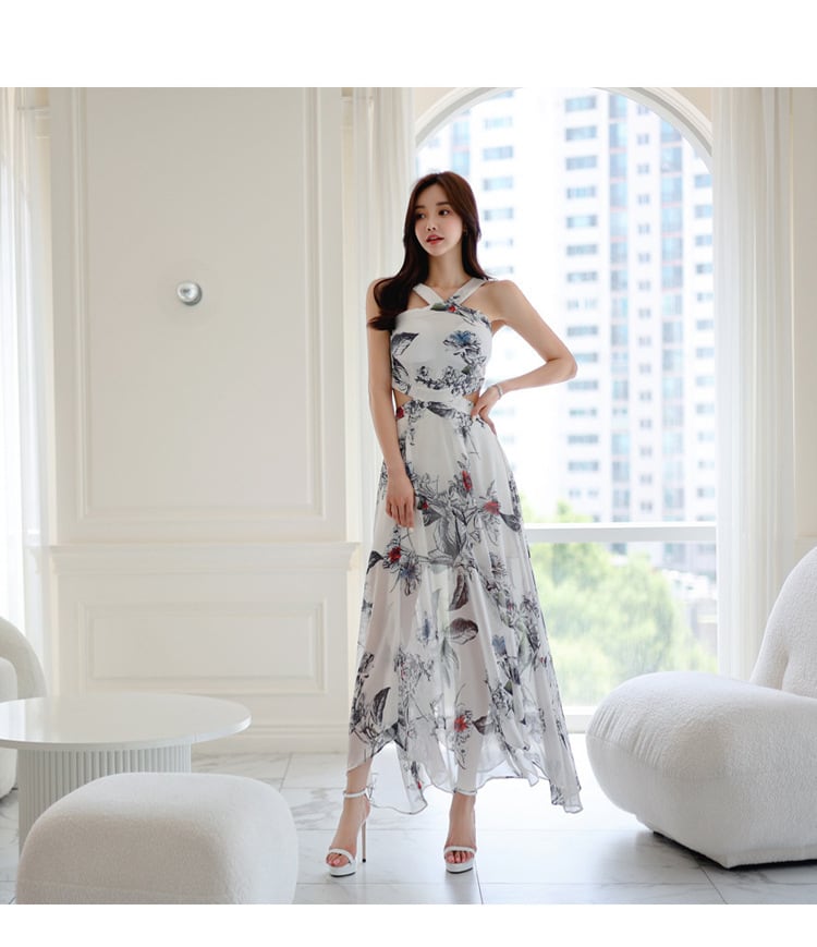 【dress】ウエストカットホルターネックワンピース　M31014