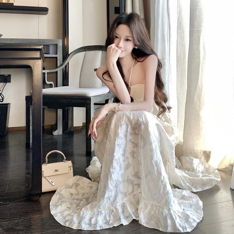 【dress】ホルターネックロングワンピース Q8184