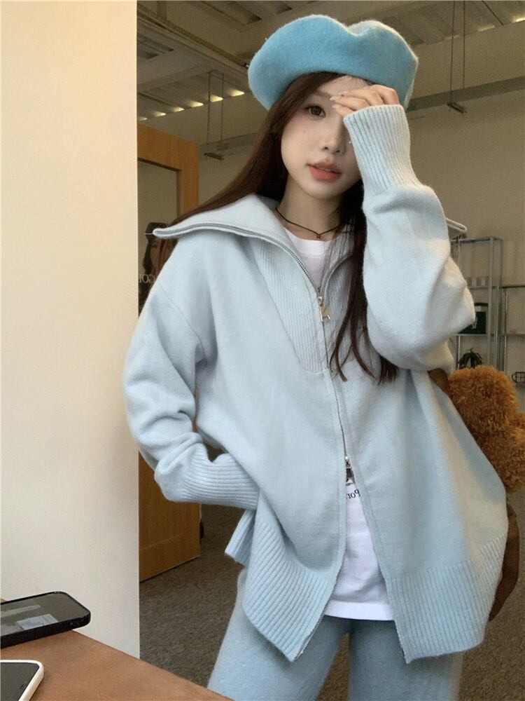 【set】ニットカーデ×ワイドパンツセット　M26916