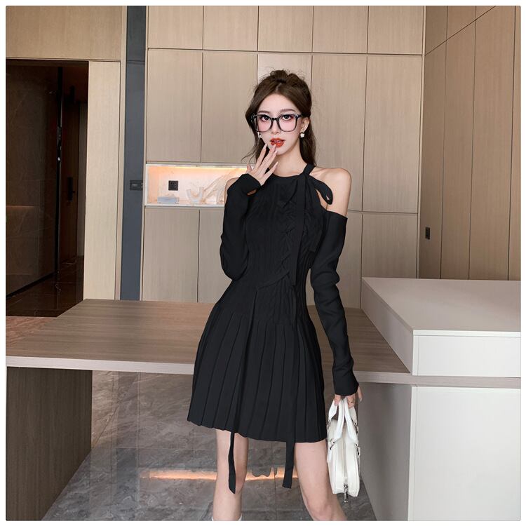 【dress】オフショルダーニットワンピース　M18533