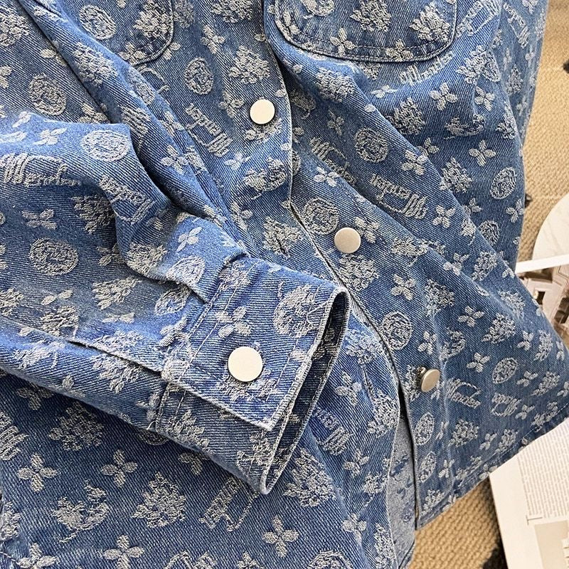 【tops】長袖デニムシャツF7971