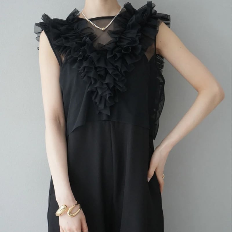 【set】チュールトップス×サロペットパンツセット　M29965