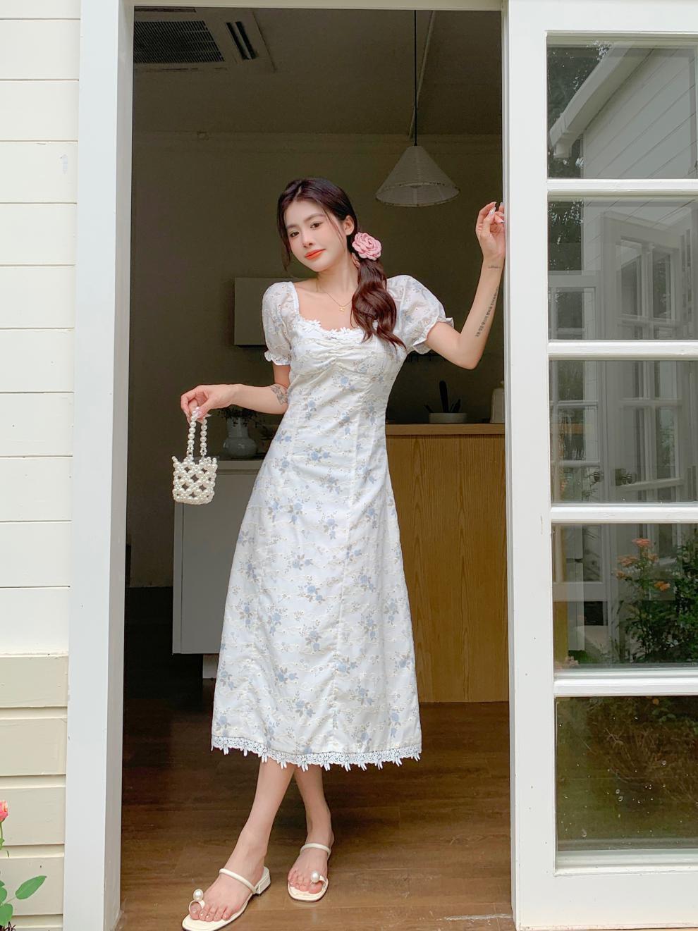 【dress】スウィートスクエアネック花柄ワンピースG21518