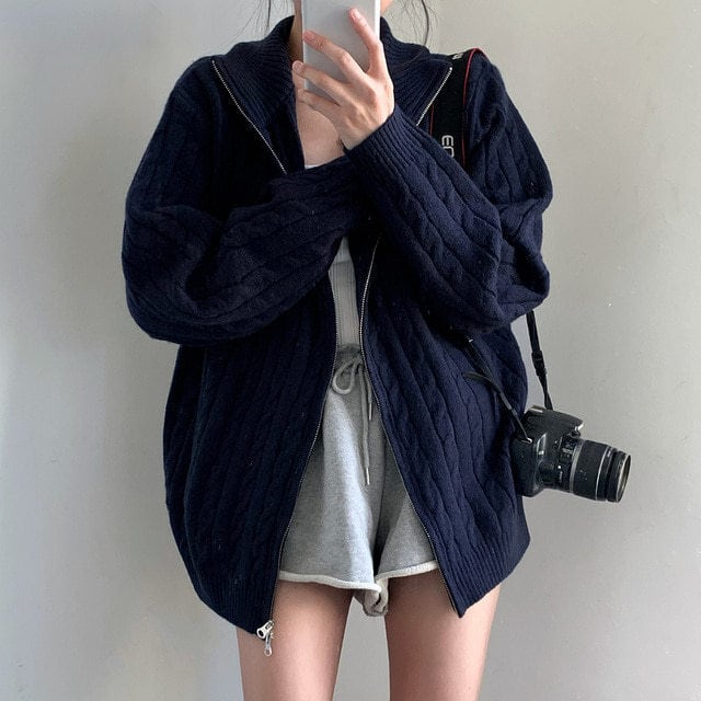 【outer】ファスナーニットカーデ　M26046
