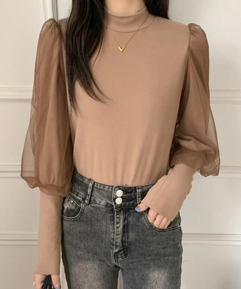 【tops】メッシュランタンスリーブTシャツG20261