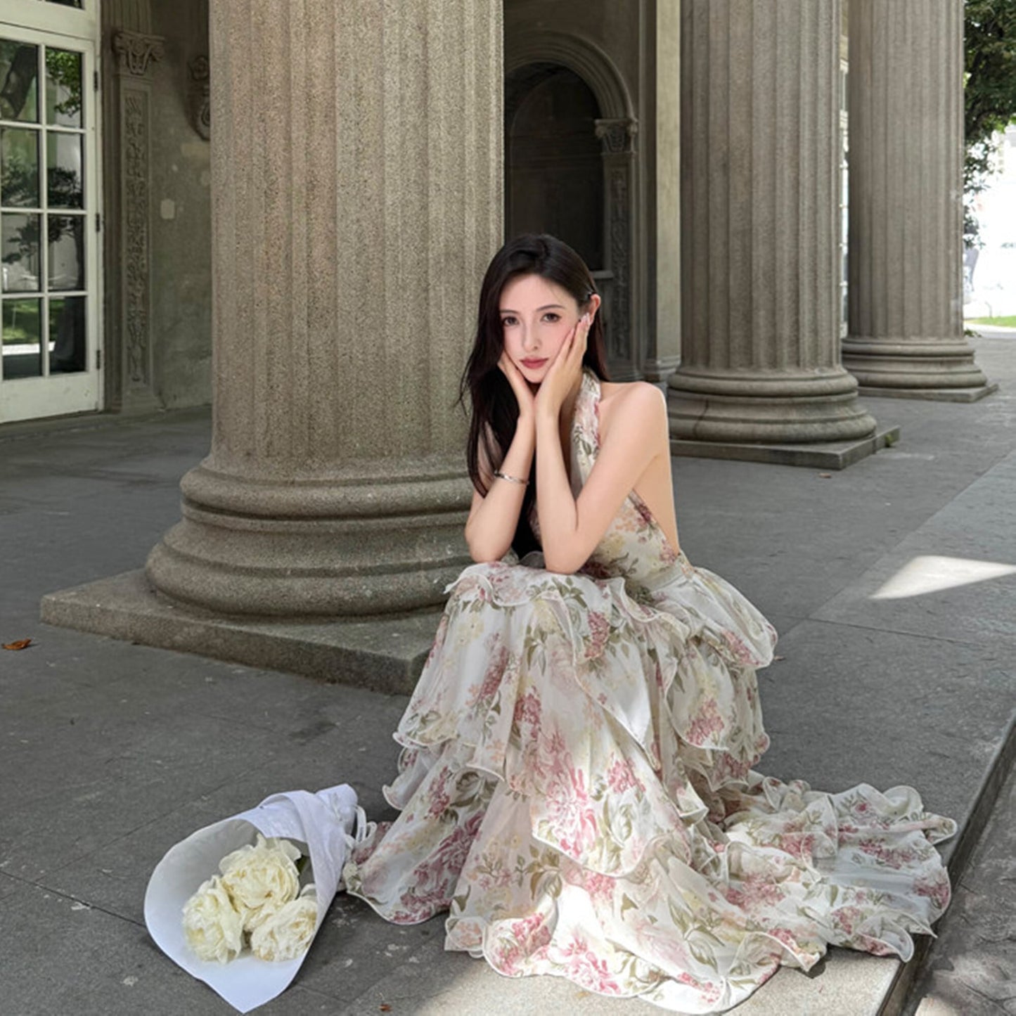 【dress】ティアードロングワンピース　N3542