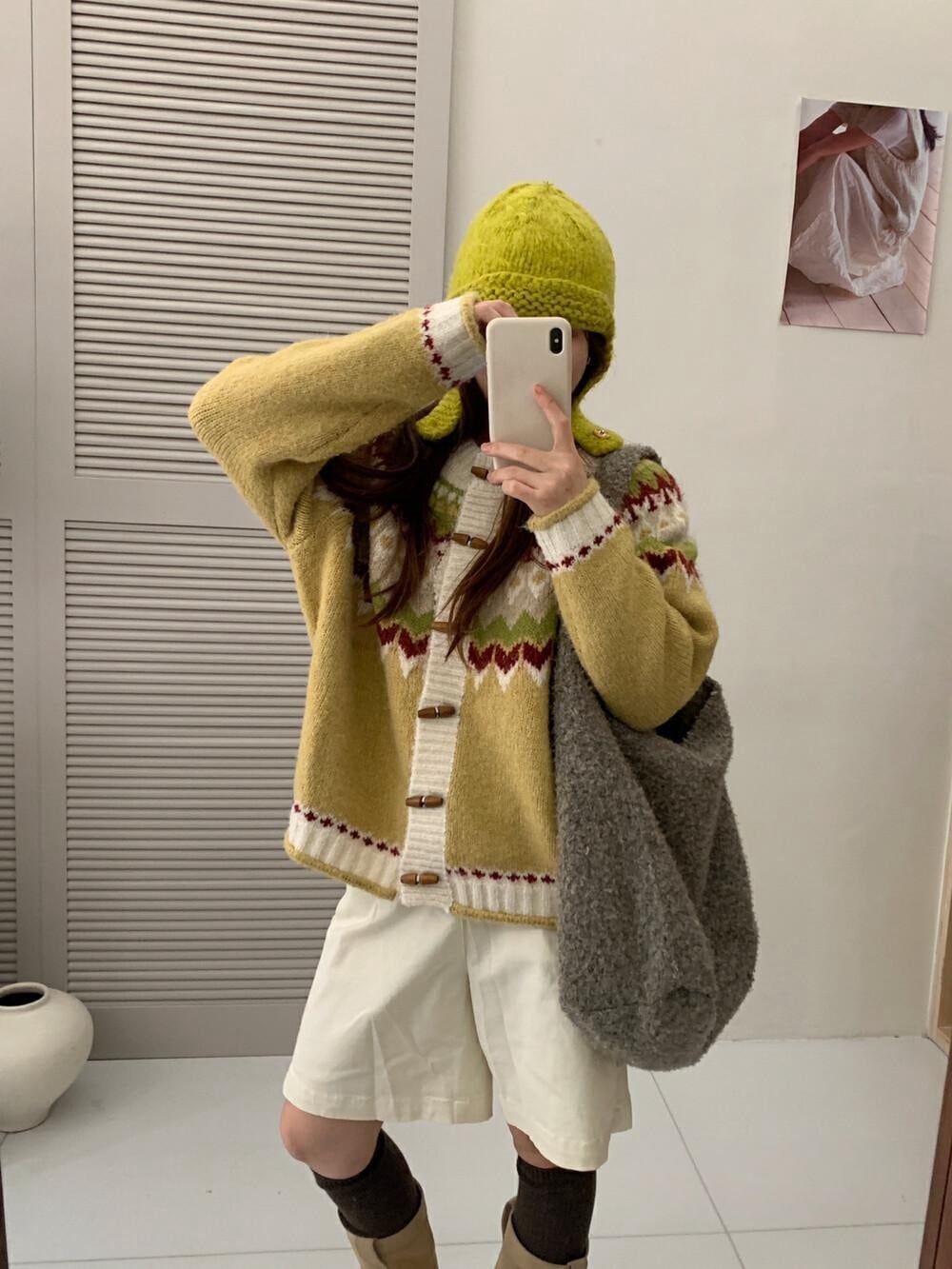 【outer】ジャカードニットカーデ　M27110