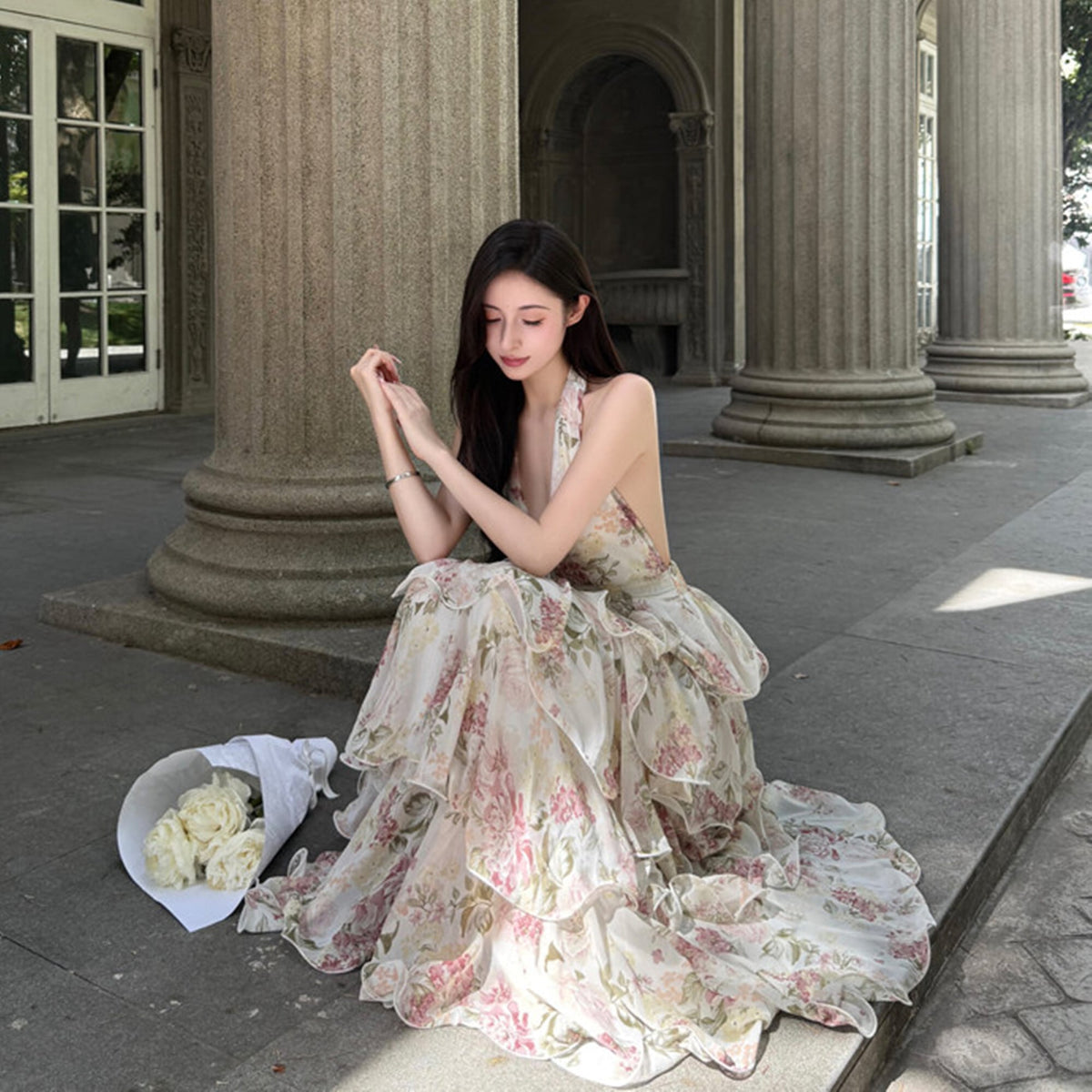 【dress】ティアードロングワンピース　N3542