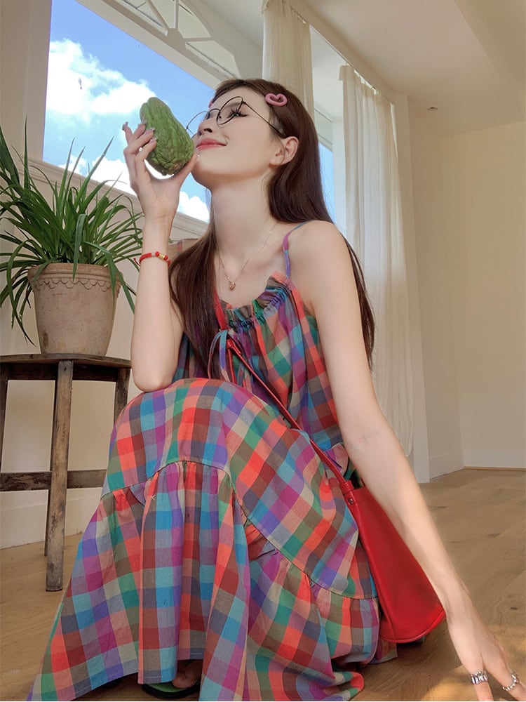 【dress】チェック柄キャミワンピース　M25035
