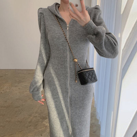 【dress】好感度満載！気質満点体型カバー着痩せパフスリーブワンピース G10915