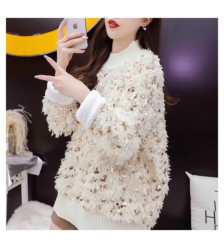 【tops】スパンコールニットセーター　M25751